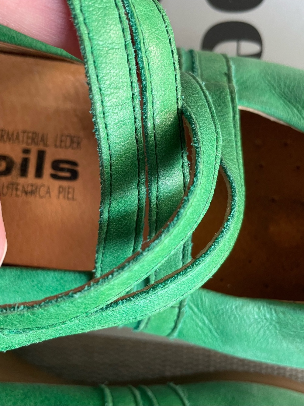 Mephisto Mobils Mary Jane Green Suede Flats - Picture 9 of 11